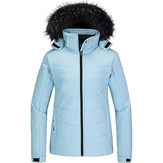 Women's Warm Waterproof Ski Jacket with Thick Hood Winter Jacket