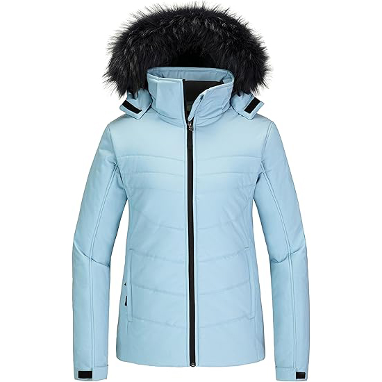 Women's Warm Waterproof Ski Jacket with Thick Hood Winter Jacket