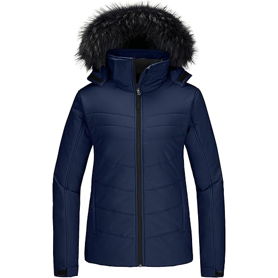 Women's Warm Waterproof Ski Jacket with Thick Hood Winter Jacket