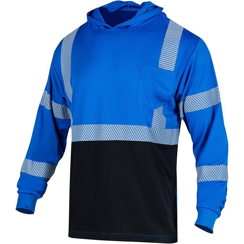 Safety Reflective High Visibility Long Sleeve Shirts Work T Shirts for Men with Hood