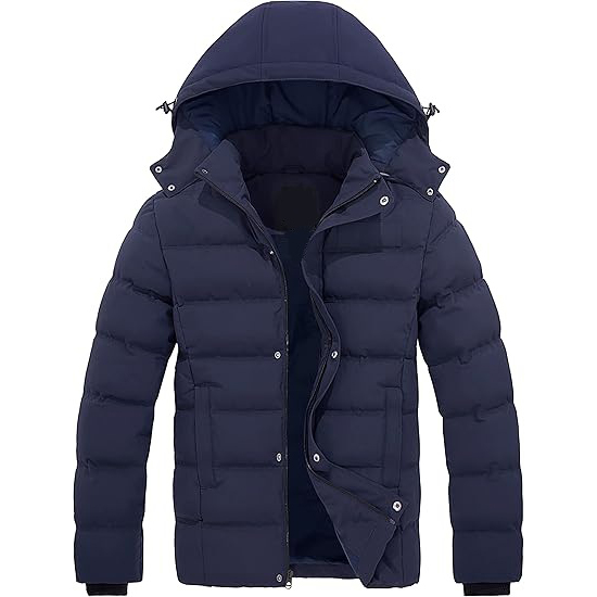 Men's Hooded Winter Coat Warm Puffer Jacket with Removable Hood
