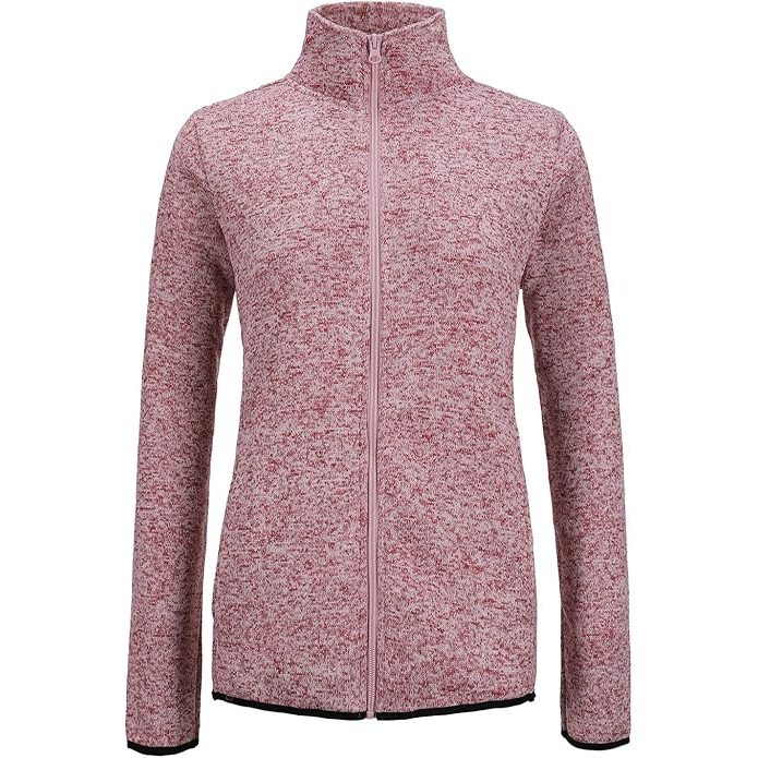 Women's Long Sleeve Sweater Fleece Zip Up Jacket with Pockets