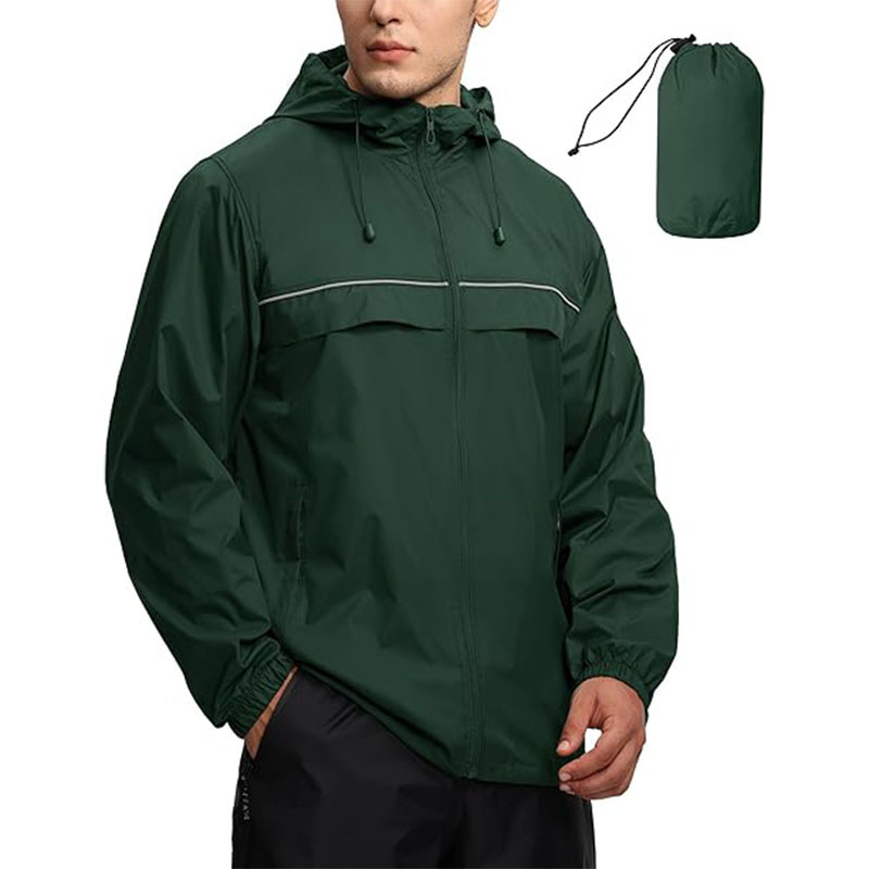 Custom Logo Waterproof Windbreaker Rain Jacket Lightweight Packable Raincoat Hooded for Hiking Cycling Travel