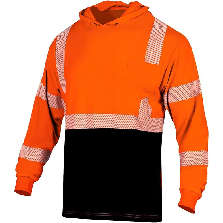 Safety Reflective High Visibility Long Sleeve Shirts Work T Shirts for Men with Hood