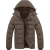Men's Hooded Winter Coat Warm Puffer Jacket with Removable Hood