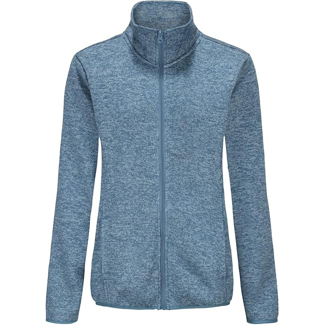 Women's Long Sleeve Sweater Fleece Zip Up Jacket with Pockets