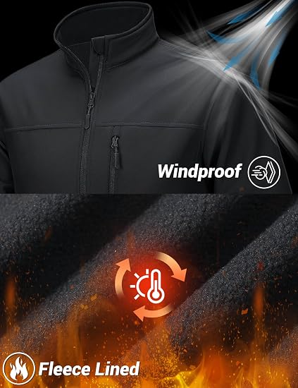 Mens Lightweight Softshell Jacket Fleece Waterproof Windbreaker